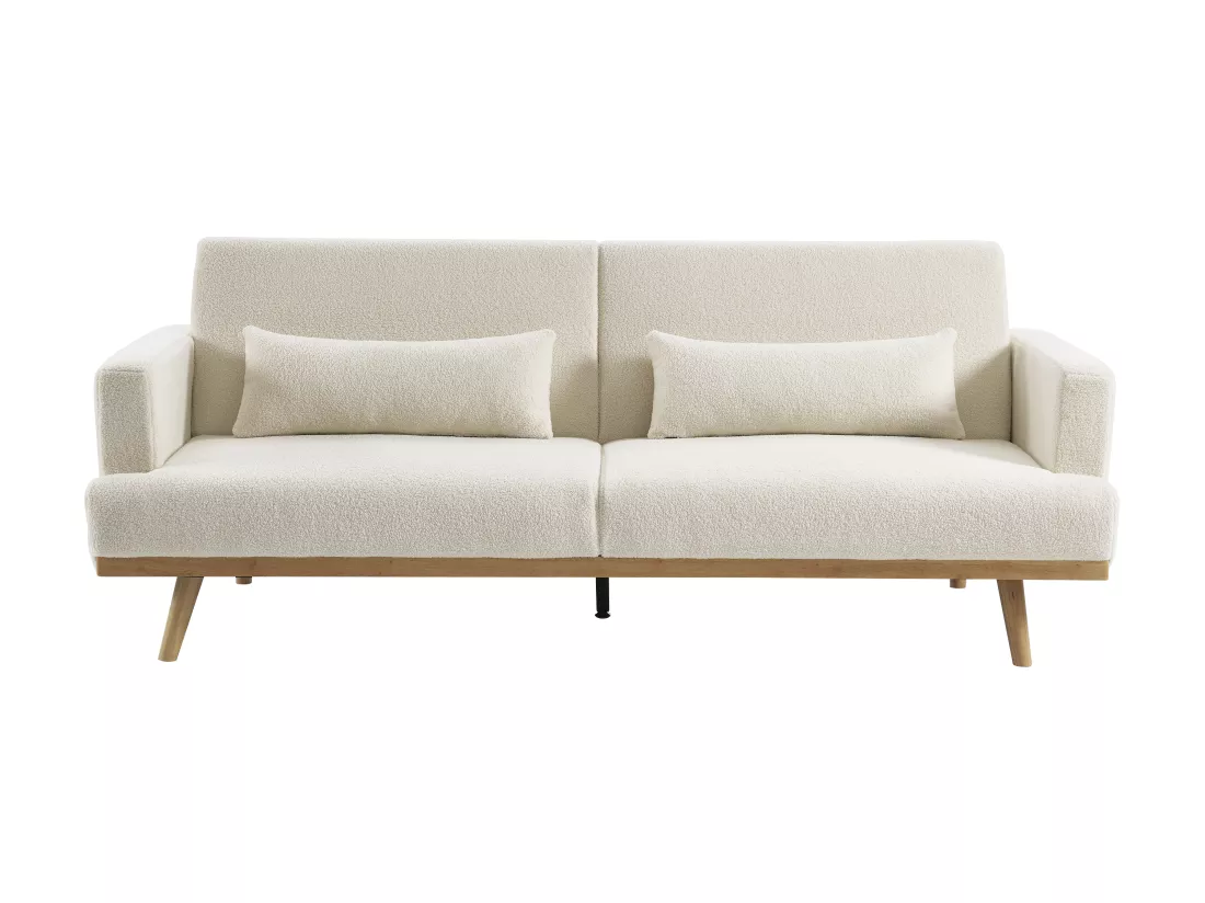 Canapé 3 places convertible clic-clac en tissu bouclette blanc ESME