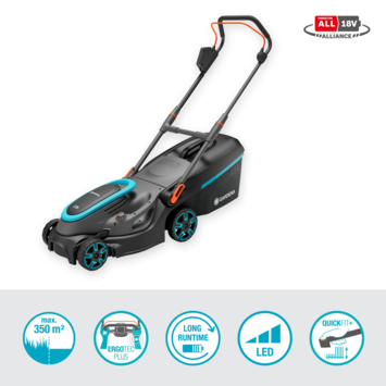 Gardena 2x18V grasmaaier Powermax P4A 37cm incl. twee 4.0Ah accu's + lader