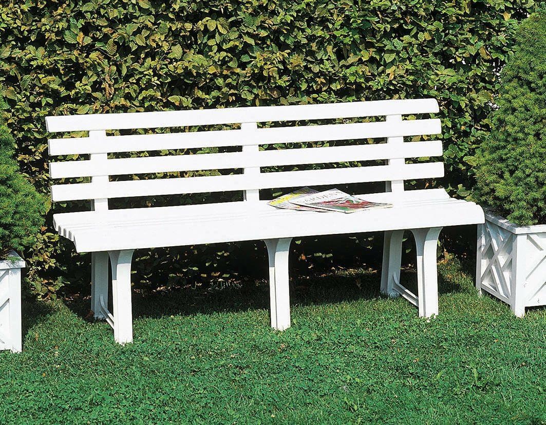 Dmora - Gartenbank Pomezia, Monoblock-Gartenbank, Außenbank, 100 % Made in Italy,Cm 145x49h74, Weiß