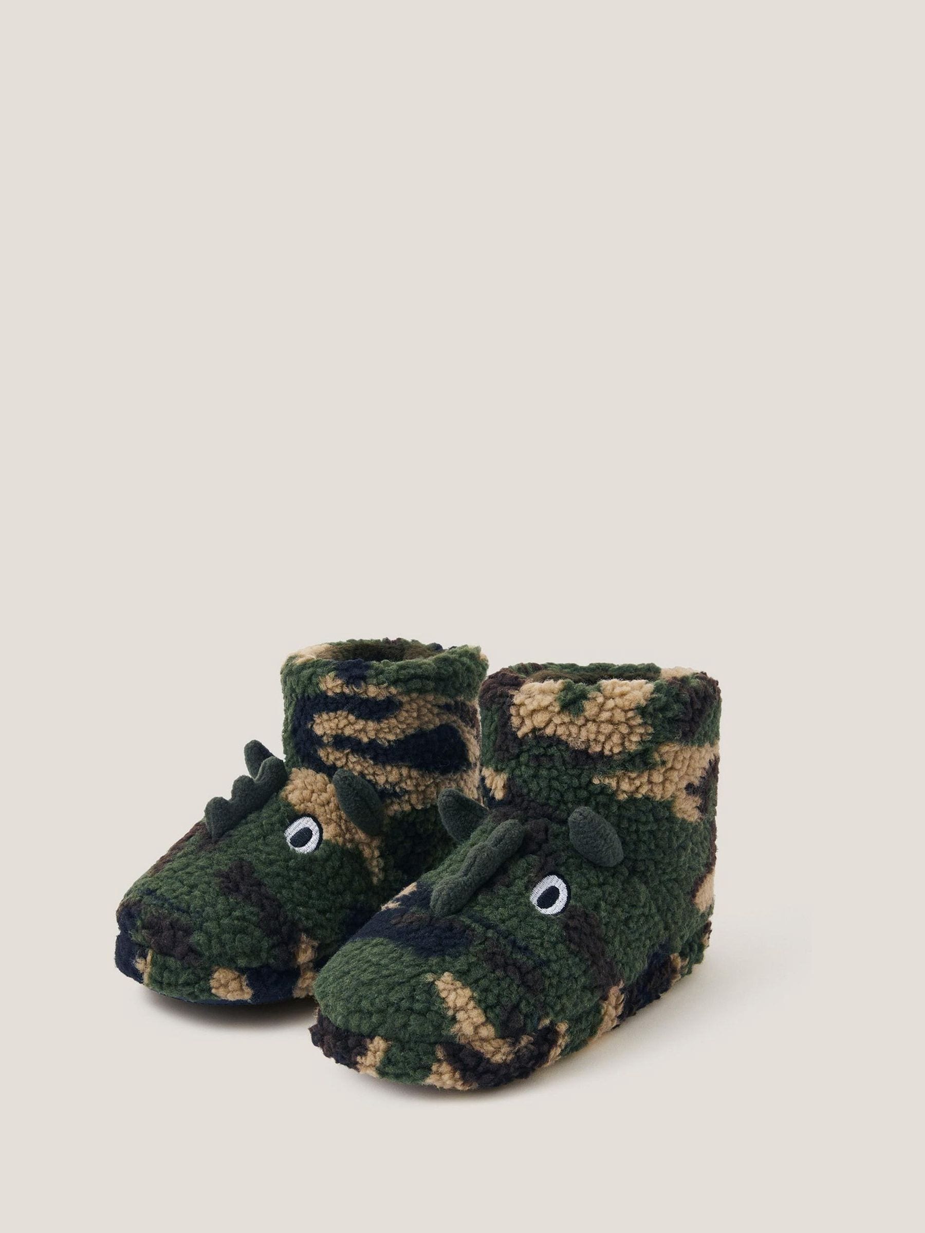Monsoon Dinosaur Camo Slipper Boots