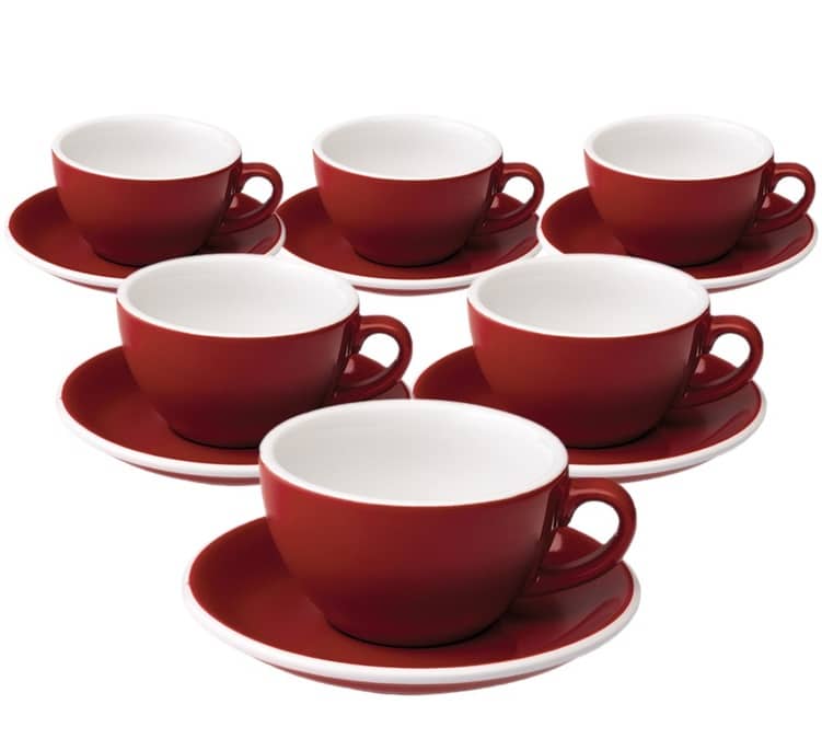 Tasses - LOVERAMICS - Cappuccino et sous-tasses rouge Egg 20 cl