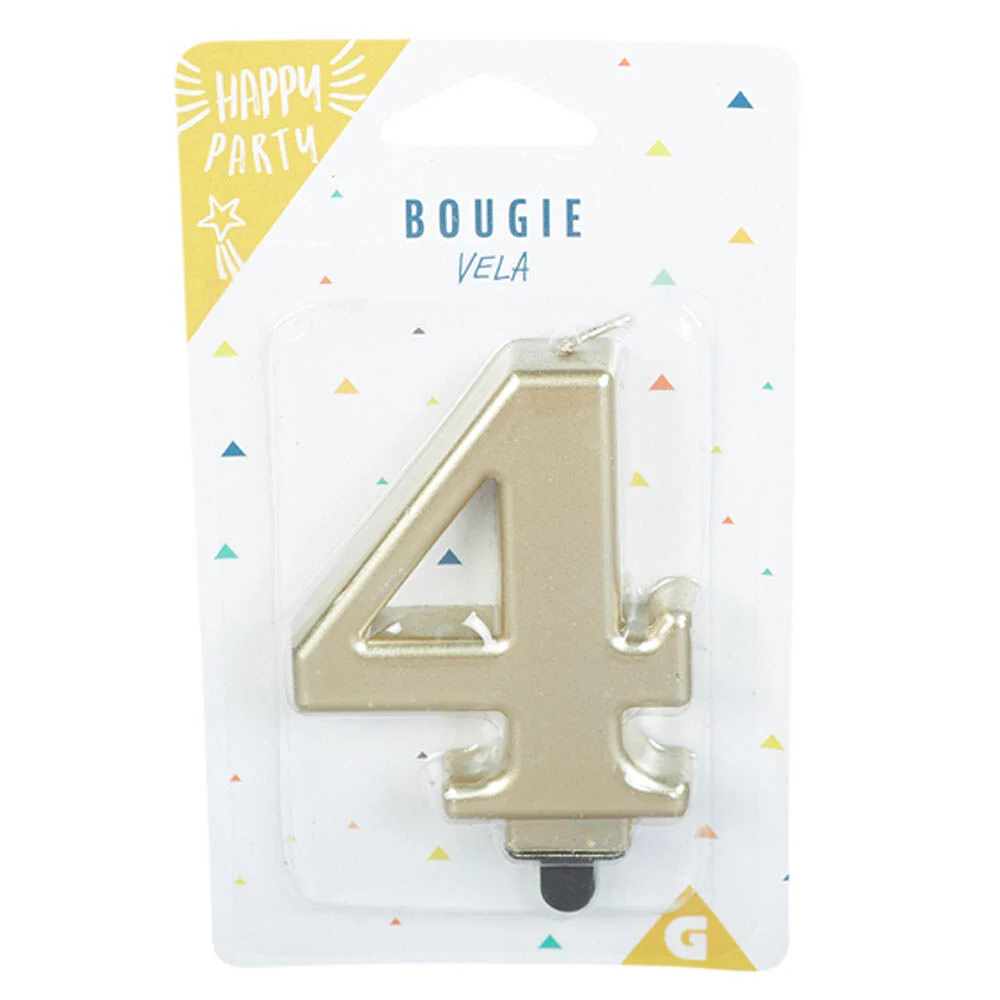 Bougie anniversaire chiffre 4 mat doré