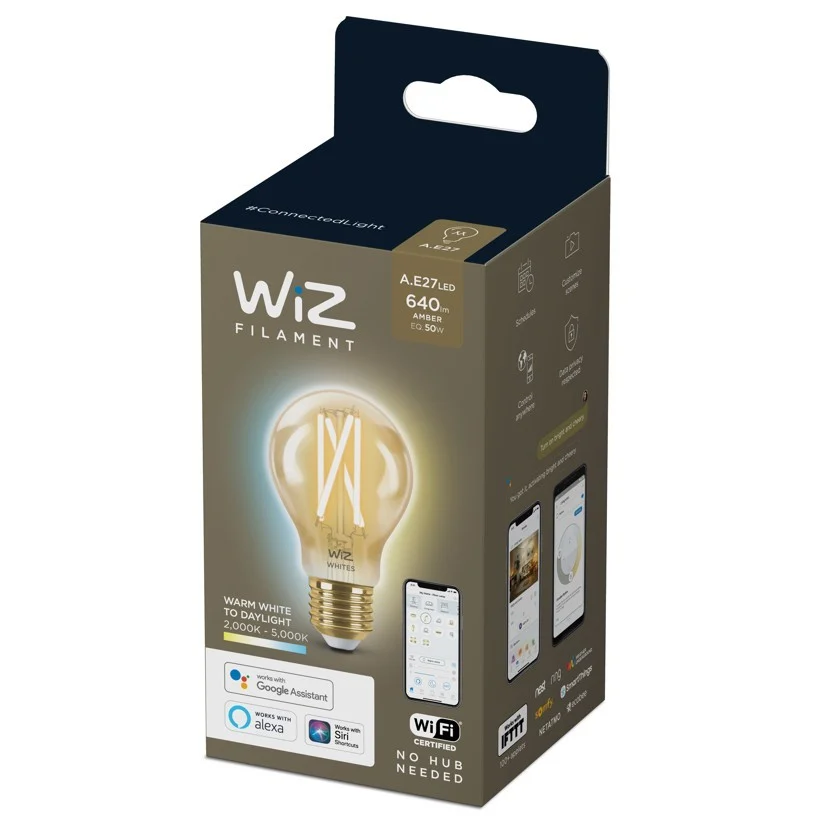 WiZ - 2xA60 Amber Pære E27 Justerbar Hvid & Fjernbetjening - Pakke