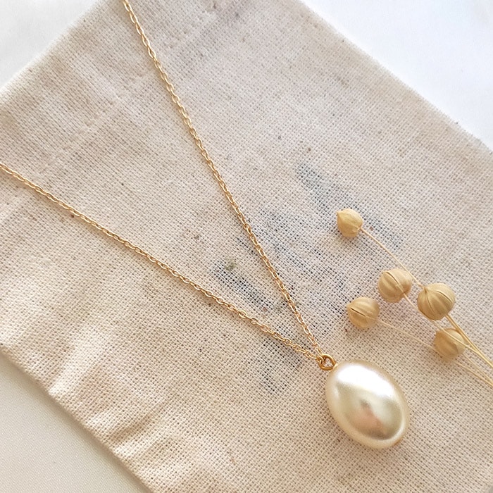 Collier - Laiton plaqué or & perle