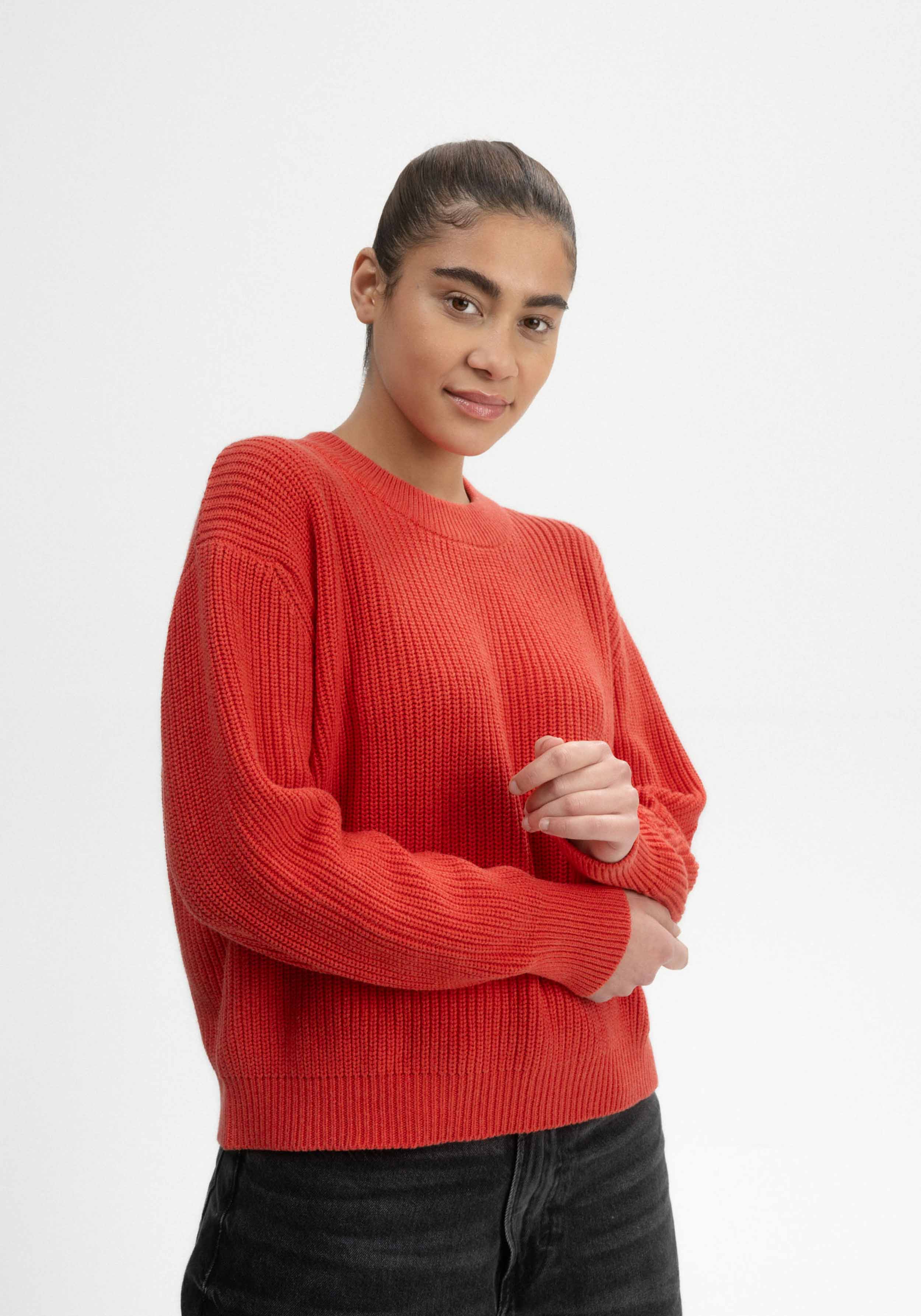 Mela Strickpullover Rib Knit Adah Red Apple Melange