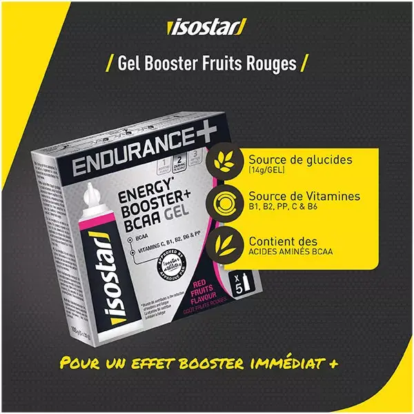 Isostar Endurance+ Energy Sport Gel BCAA Frutas Vermelhas 5 unidades