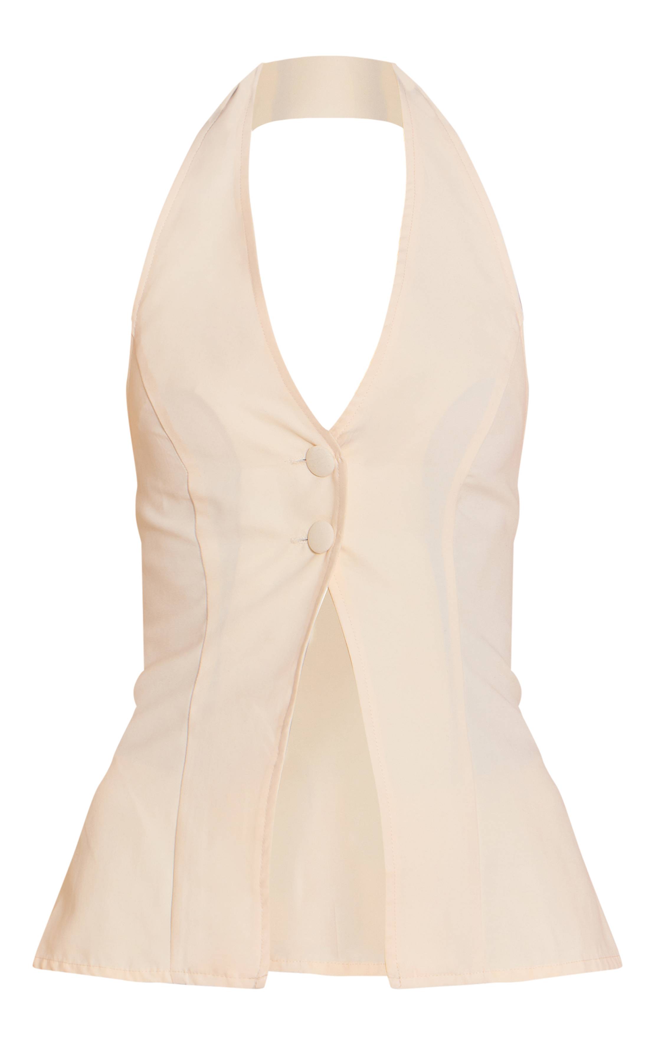 Crème Top Long Col Licou Effet Peau De Pêche