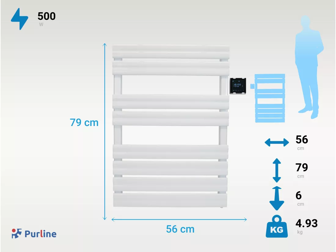 Sèche-serviettes blanc commande sans fil 500W