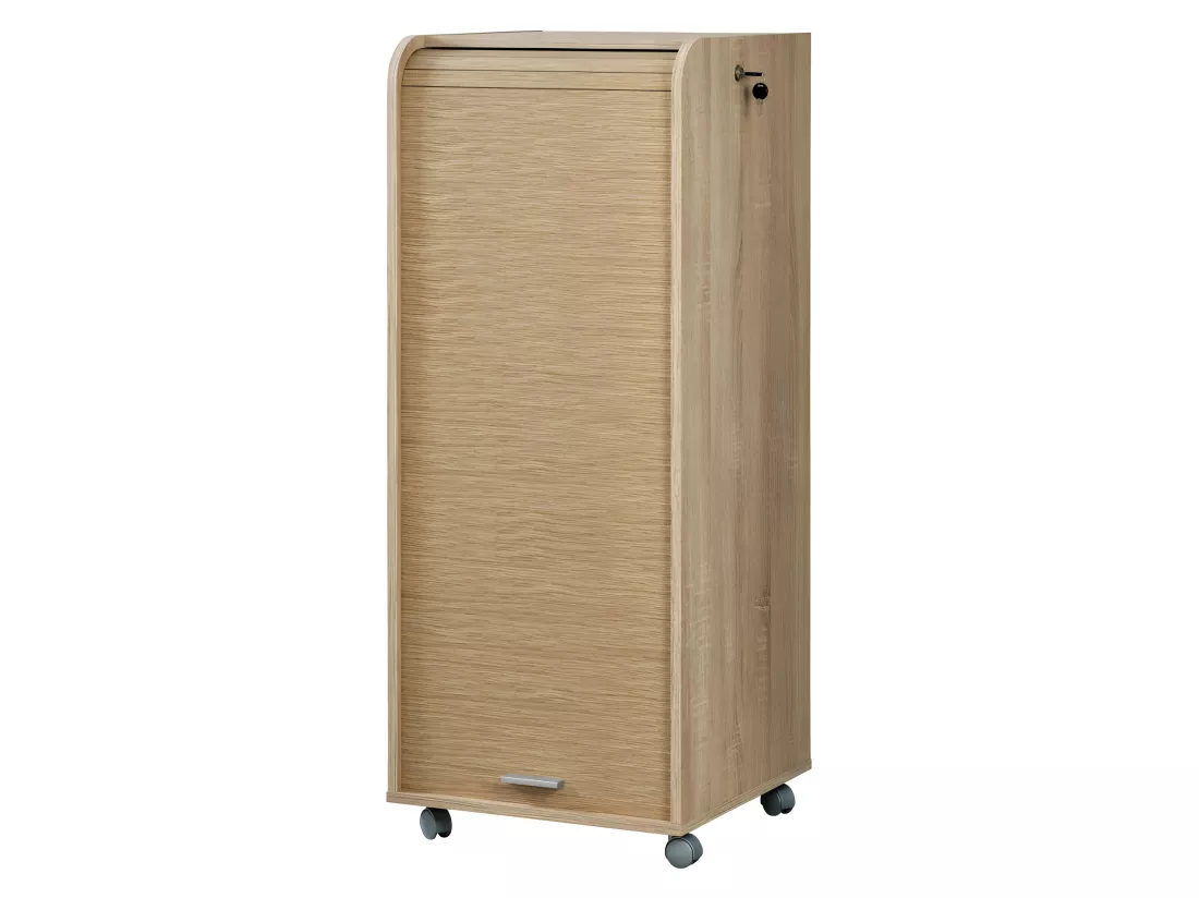 Caisson de Bureau Chêne 3 Tiroirs 3 Niches Mobile Serrure 47,2 x 107,6 x 47 cm - Coloris: Chêne Naturel