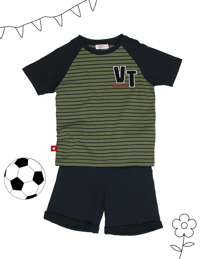 Raglan-Shirt COLLEGE gestreift in olive/dunkelblau