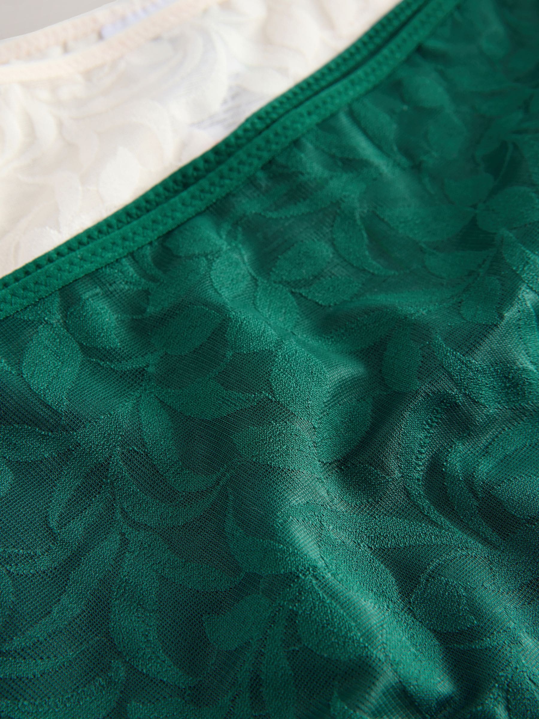 Groen/ecru - Lace Midi Knickers 2 Pack