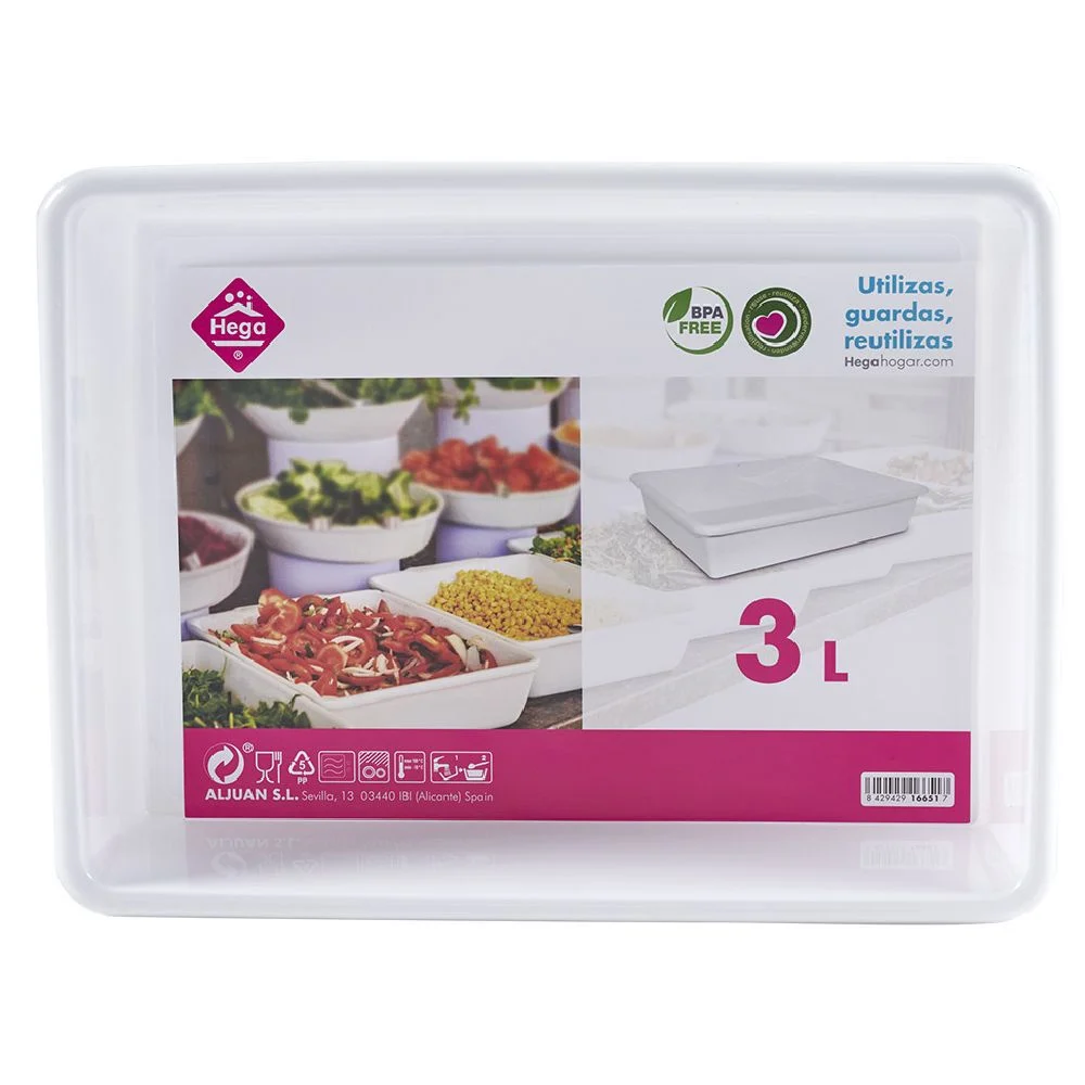 Plateau rectangulaire plastique blanc 3L