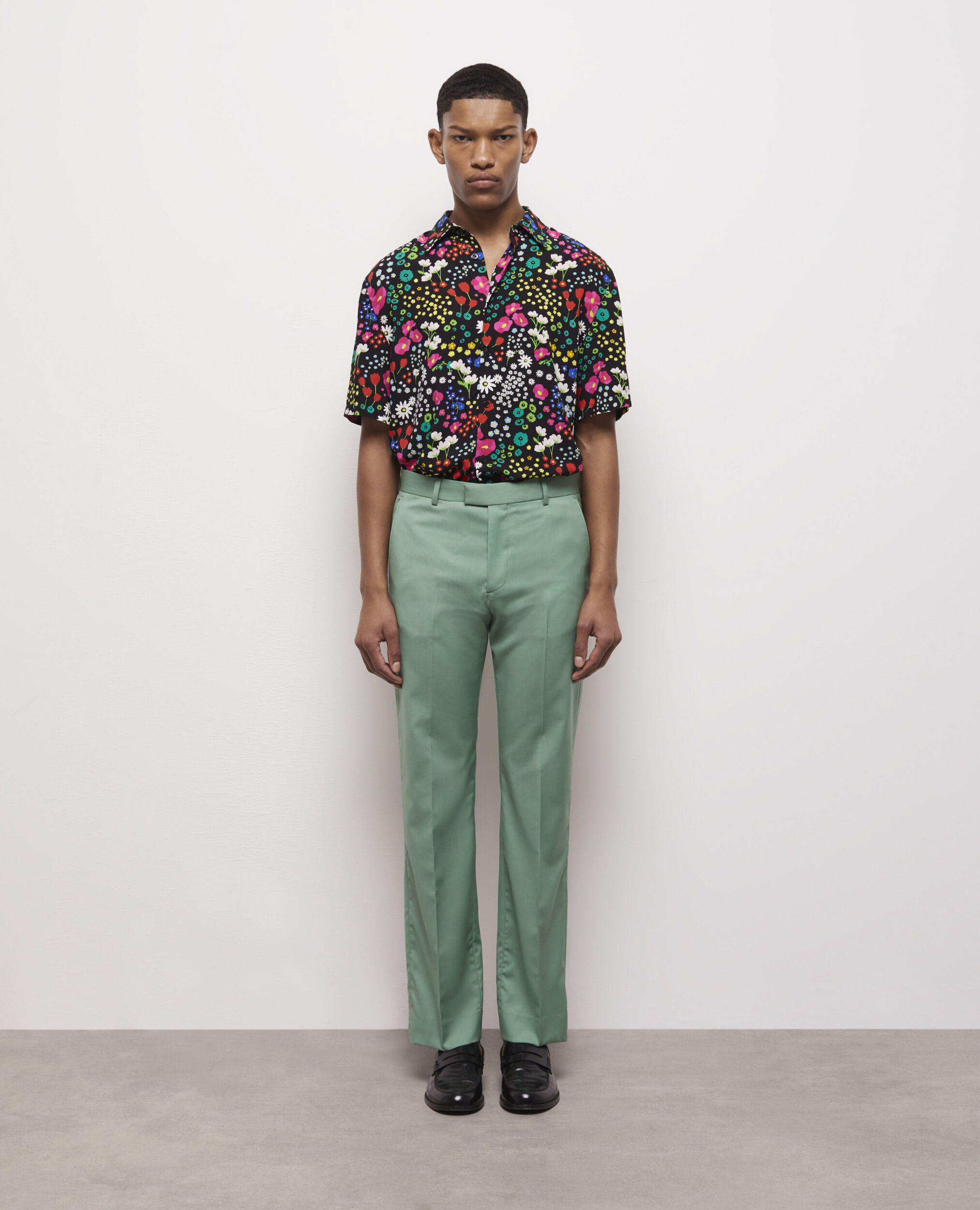 Pantalon de costume vert en laine