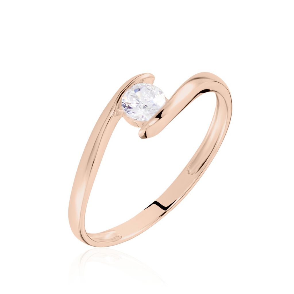 Solitaire Or Rose Camilia Oxyde De Zirconium
