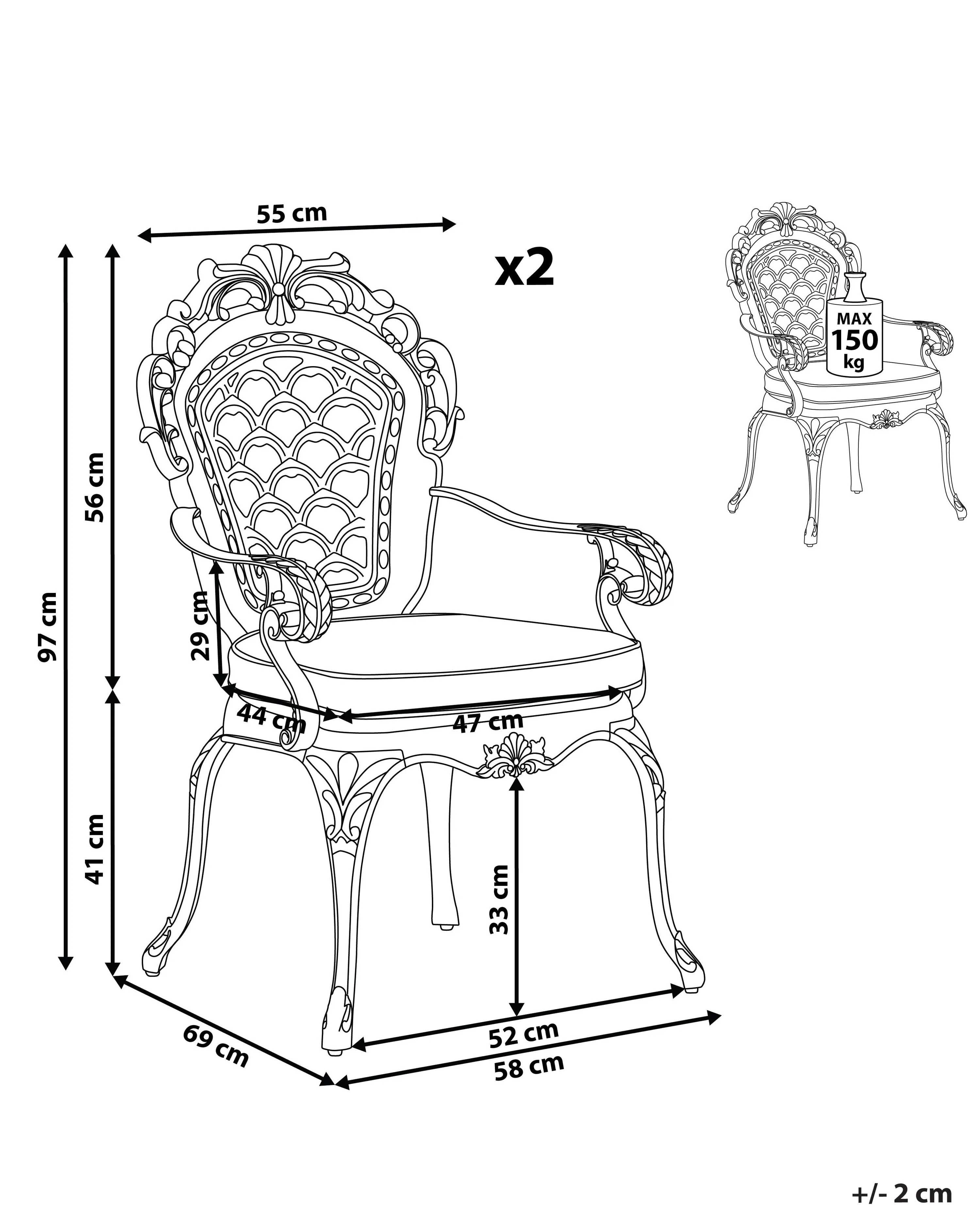 Set van 2 stoelen met zitkussen LIZZANO Metaal Donkerbruin