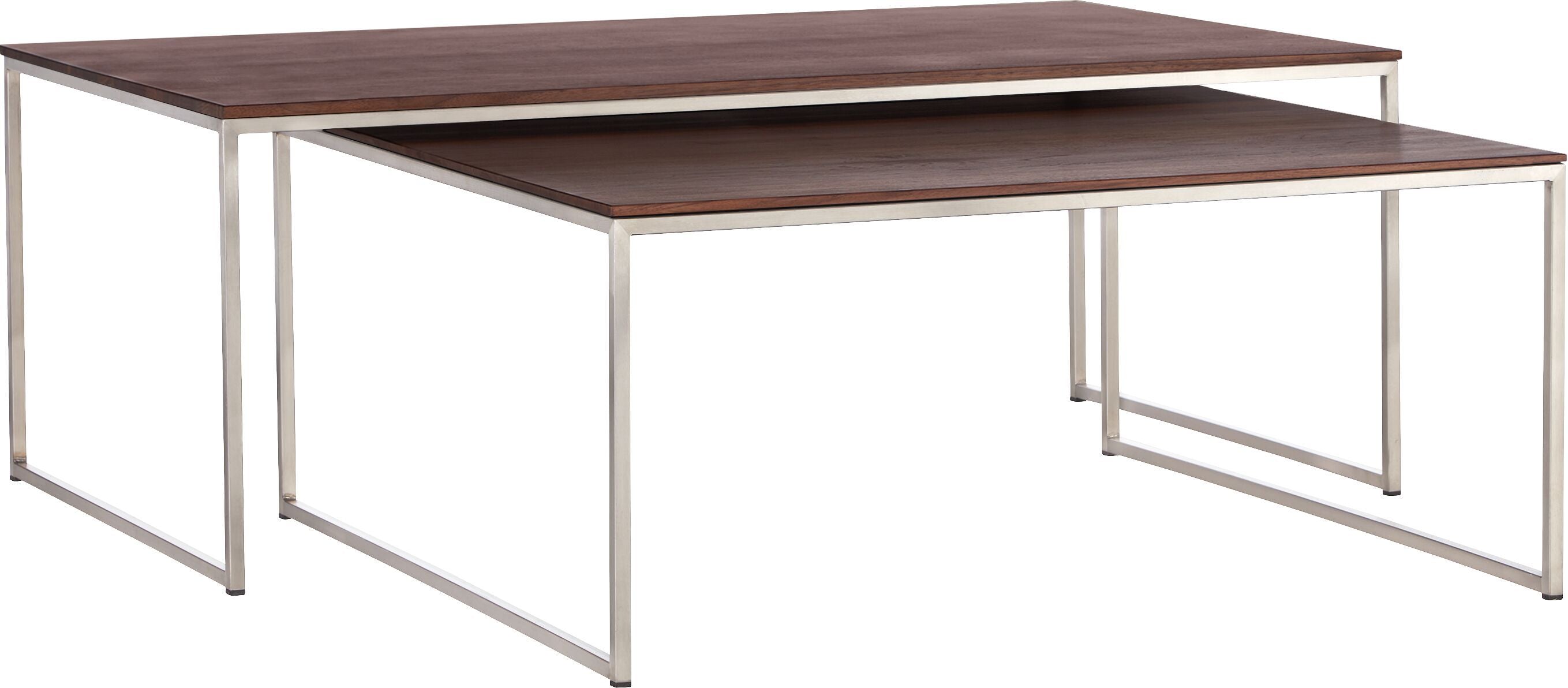 AVEA Salontisch - Nussbaum massiv / Edelstahl / B: 90.0 cm x T: 90.0 cm x H: 40.0 cm