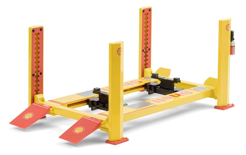Hebebühne 4-Säulen Shell Oil No.2 1:184-Post Lift für Modellautos im Massstab 1:18