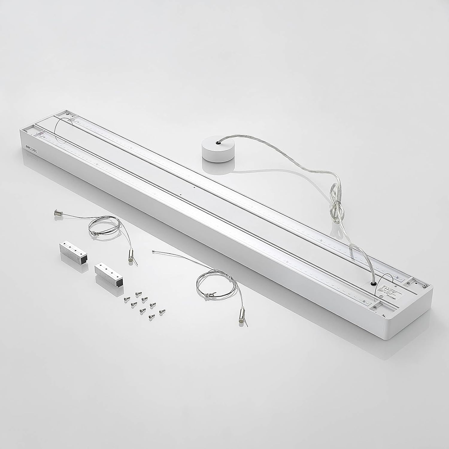 Arcchio LED Büroleuchte Susi (Modern) in Weiß aus Aluminium (2 flammig,) - Bürolampe Arbeitsplatzlampe Hängeleuchte Pendelleuchte Deckenleuchte Arbeitszimmerleuchte