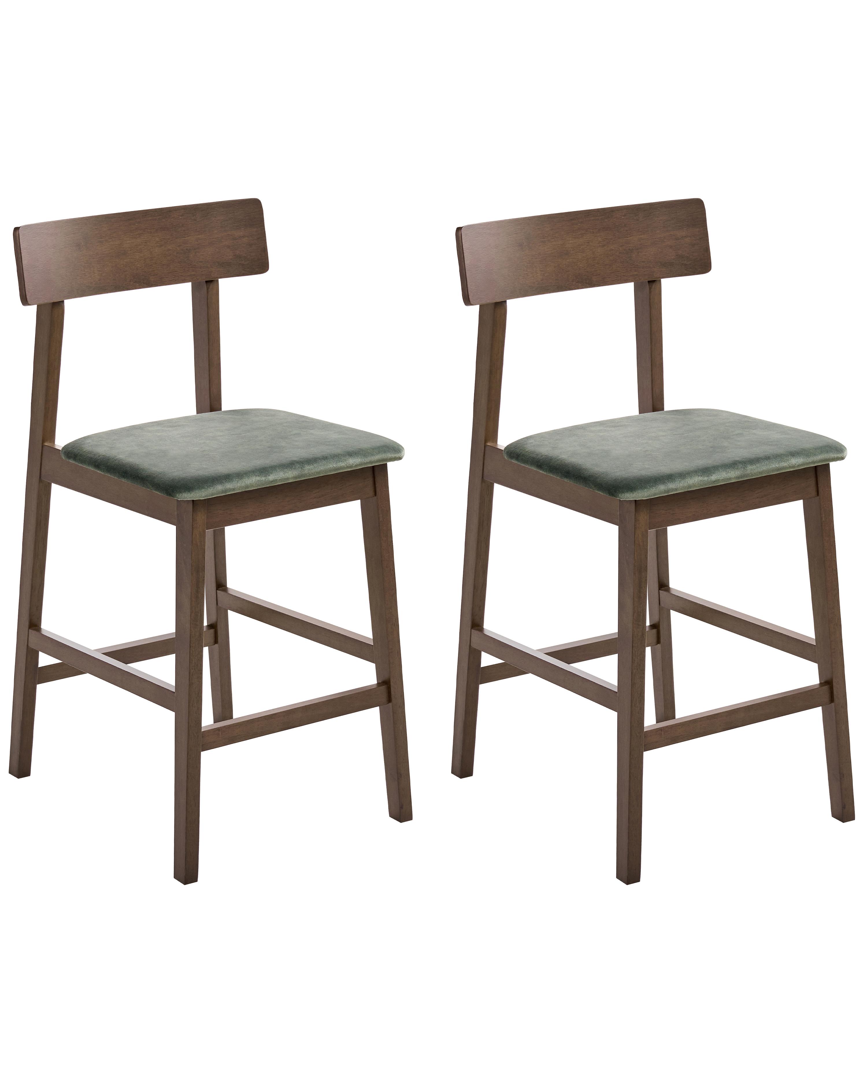 Set van 2 barstoelen ISANTI Hout Donkerbruin/groen