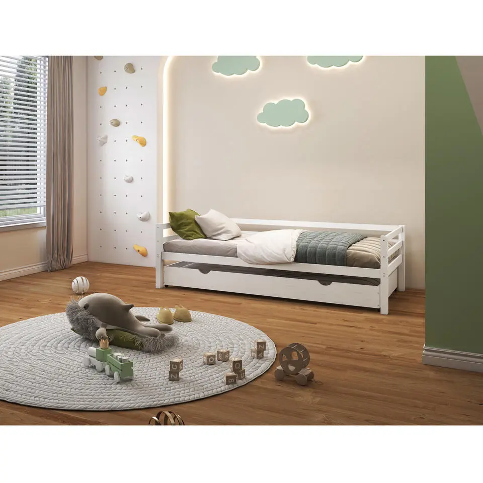 Alpi - Bed met bedlade 90x200 cm wit grenen