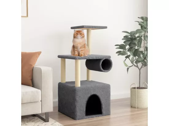 Arbre à chat avec griffoirs en sisal gris foncé 109,5 cm