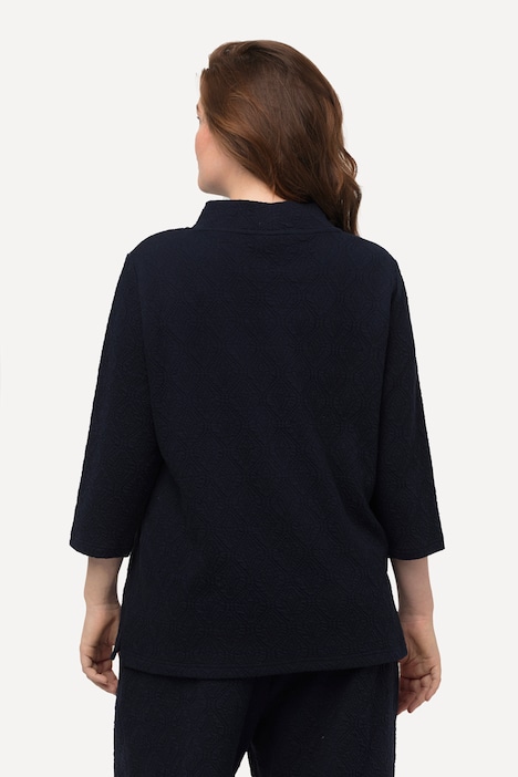 Sweatshirt, Struktur, Stehkragen, 3/4-Arm, Biobaumwolle