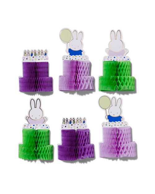 6 mini décorations en papier alvéolé Miffy
