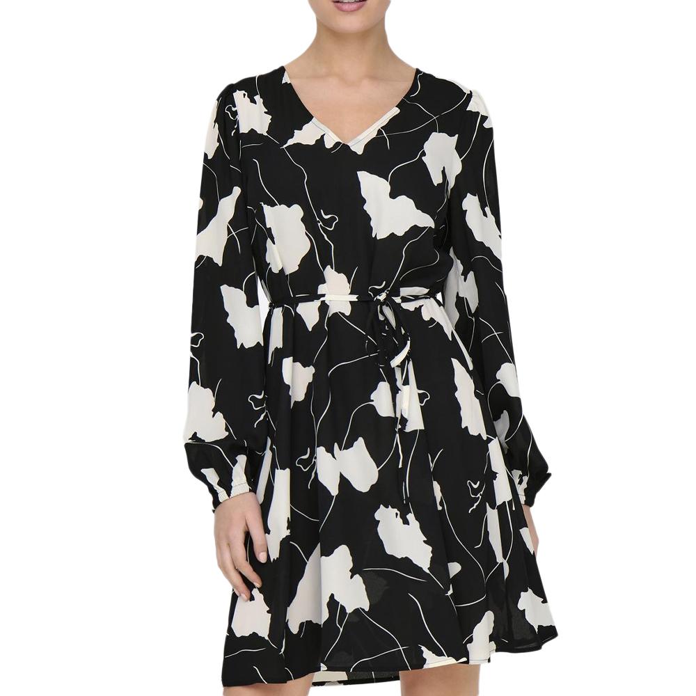 JDY Robe Noir/Blanche Fleurs Femme JDY Base