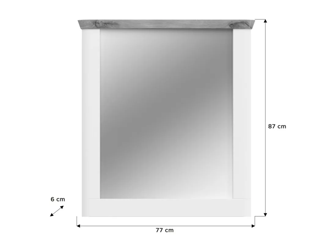 Miroir CAMPAGNA blanc et chêne – 77x87 cm, style campagne