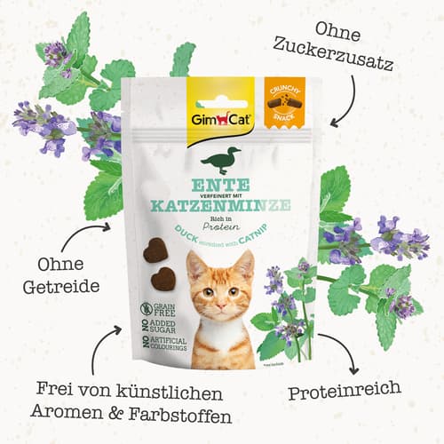 GimCat Crunchy Snacks Ente mit Katzenminze 50 g