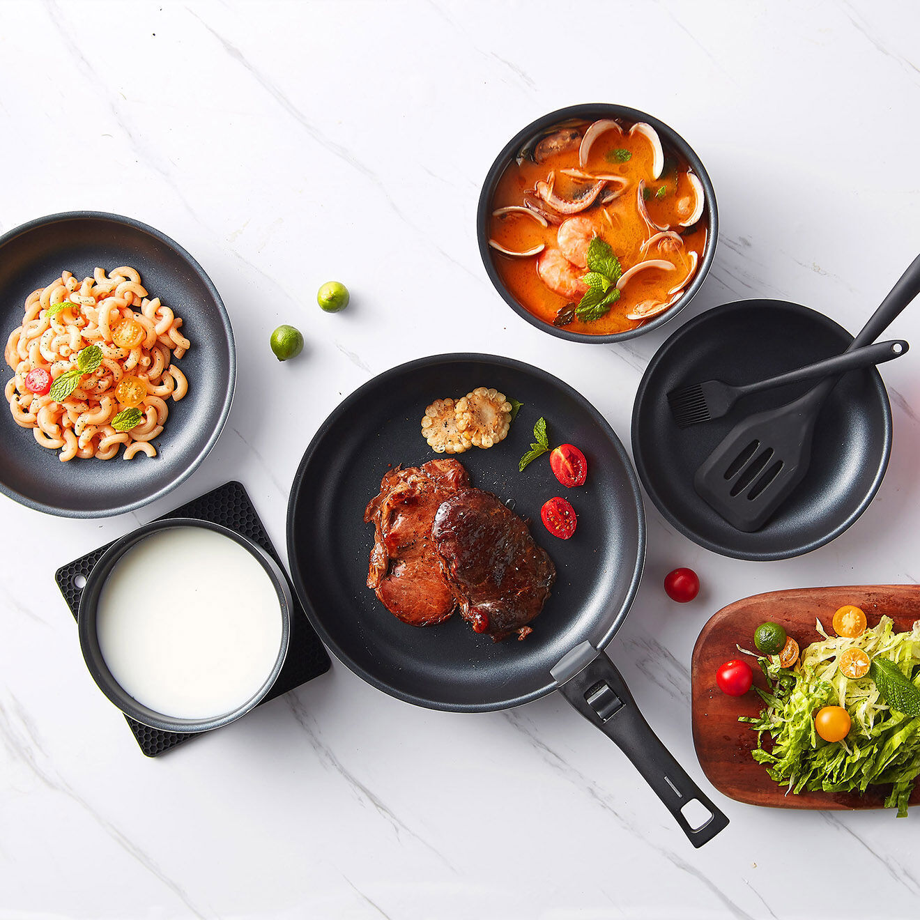 Kitchencook Batterie de cuisine grise - 10 pièces