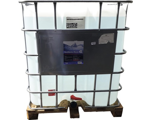 IBC Tank Gedistilleerd Water IBC Container (1000 liter) volledig gedemineraliseerd