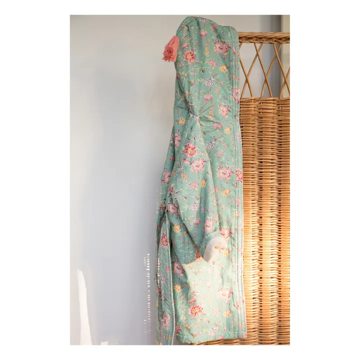 Louise Misha Peignoir Leilou en coton bio | Bleu turquoise