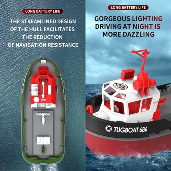 Tug Boat - Radiostyrt mini Slepebåt 686 - Svart