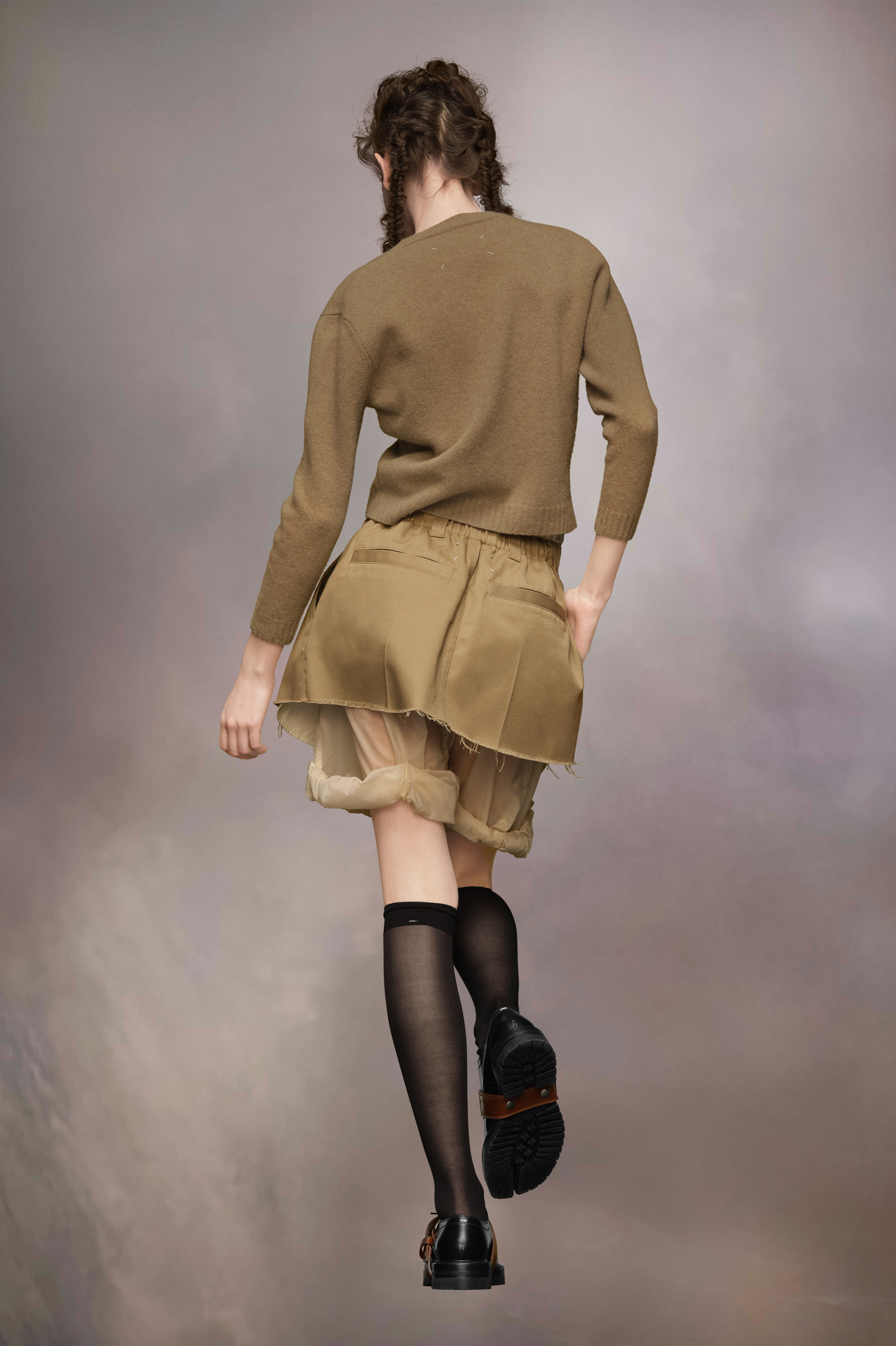 Cardigan en laine d'agneau lavée Rose beige