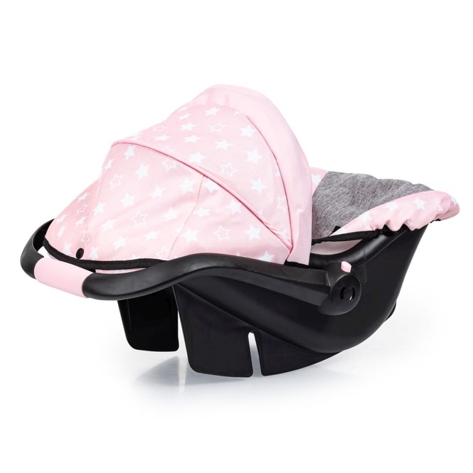 Puppen-Autositz - rosa/grau mit Sternchen