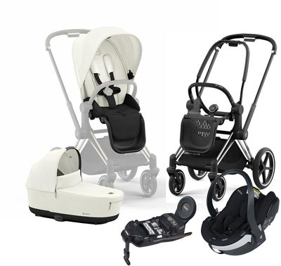 Cybex Priam Duovogn inkl. BeSafe iZi Go Modular X2 & Base, Off White/Chrome Black