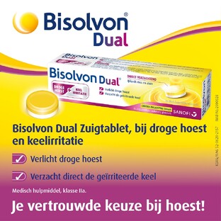 Bisolvon Dual Droge Hoest   Keelirritatie Zuigtabletten 18ST