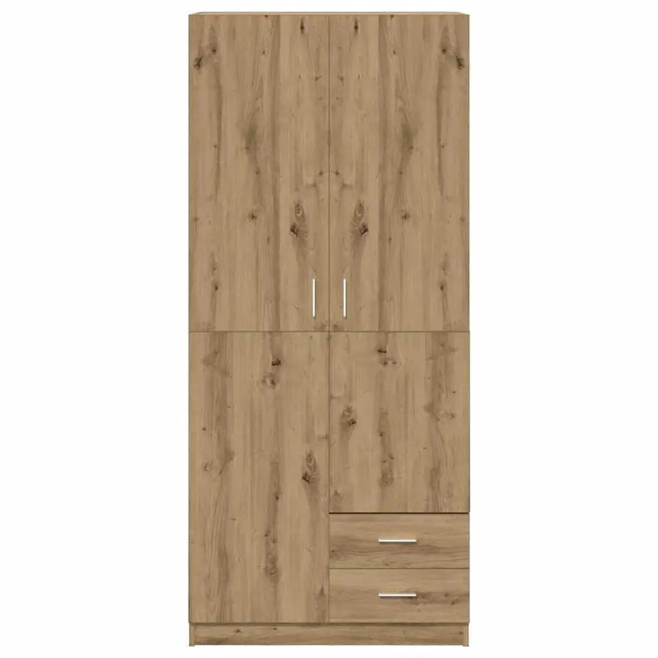 vidaXL - 2-deurs Kledingkast met 2 lades - Hout - artisan eiken - 80x52x180 cm