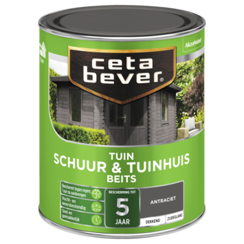 CetaBever Tuinbeits Schuur & Tuinhuis zijdeglans dekkend antraciet 750 ml
