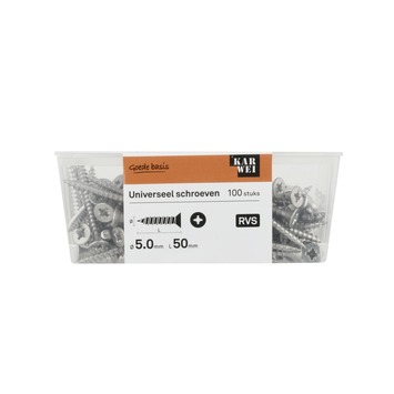 KARWEI unischroef platkop rvs 5x50 mm (100 stuks)