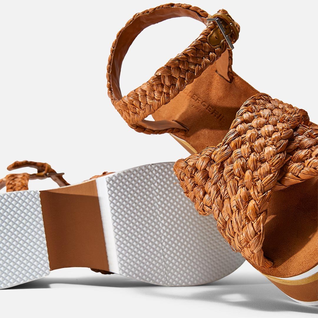 SANDALS - CHRISSY sandals, raffia resin yellow