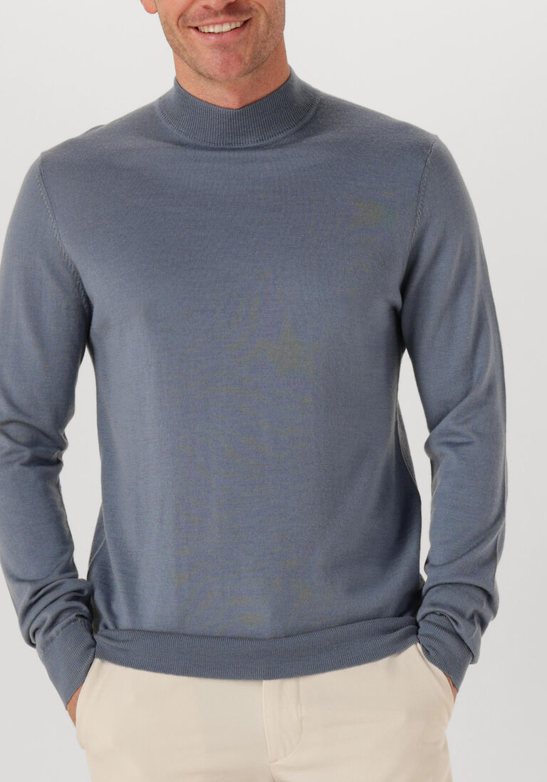 lichtblauwe profuomo coltrui pullover mock neck merino