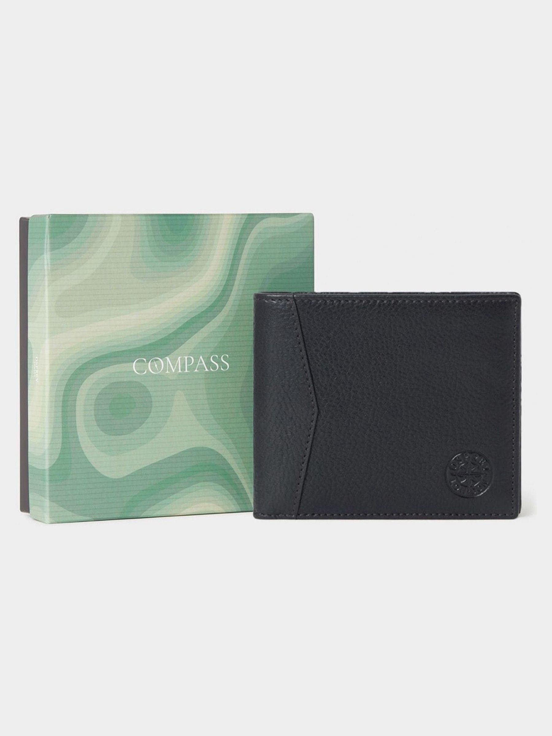 Zwart - Osprey London The Compass leren muntenportemonnee