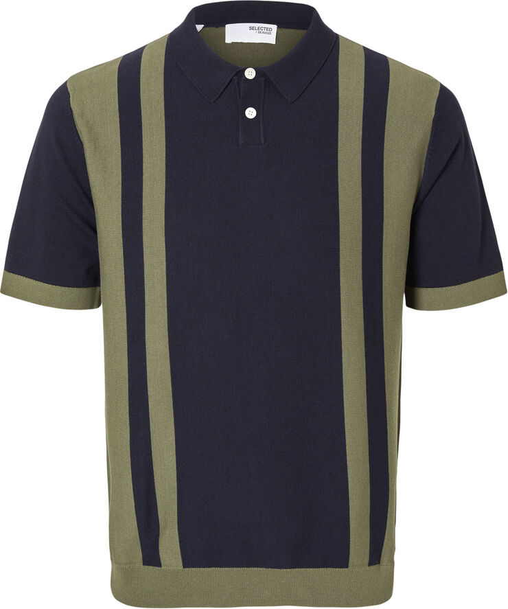 Selected Homme SLHMATTIS SS KNIT COLORBLOCK POLO Sky captain/kalamata