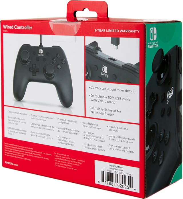 PowerA Nintendo Switch USB-kablet gamepad (sort)