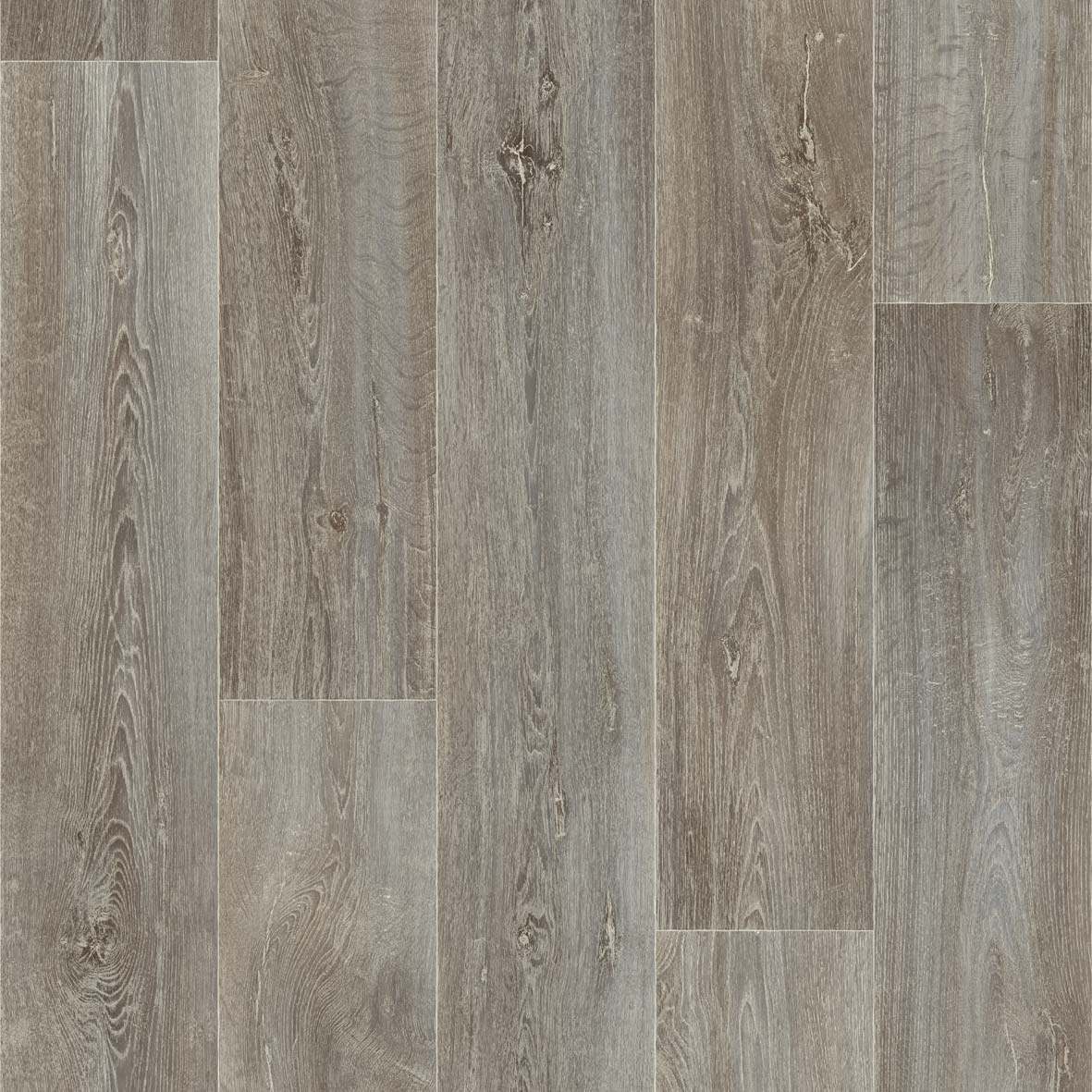 PVC vloer per meter, donkere houtlook, eiken afwerking, 200 cm breed (per meter verkocht)