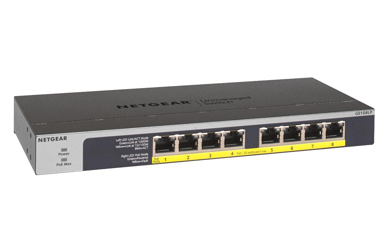 PoE+ Switch GS108LP 8 PortUnmanaged 8 Port Switch mit PoE/PoE+ Unterstützung