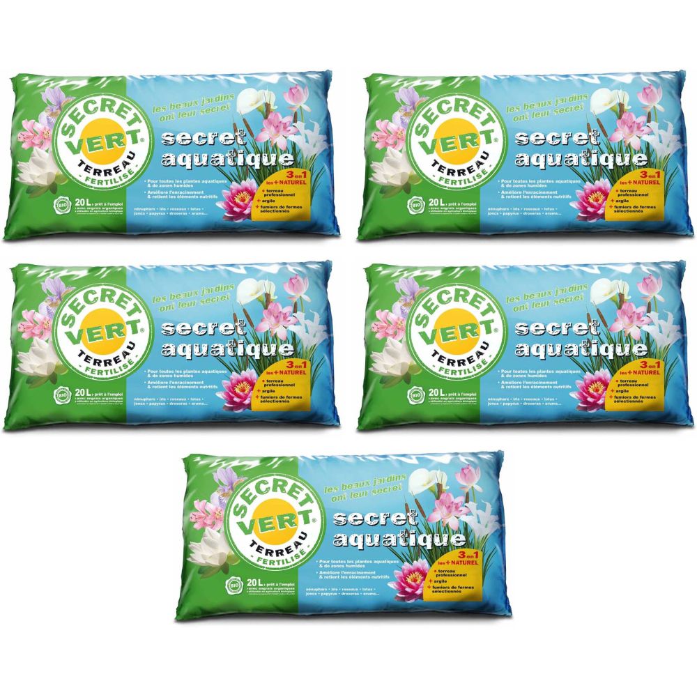 Terreau bio pour plantes aquatiques 20l (lot de 5)