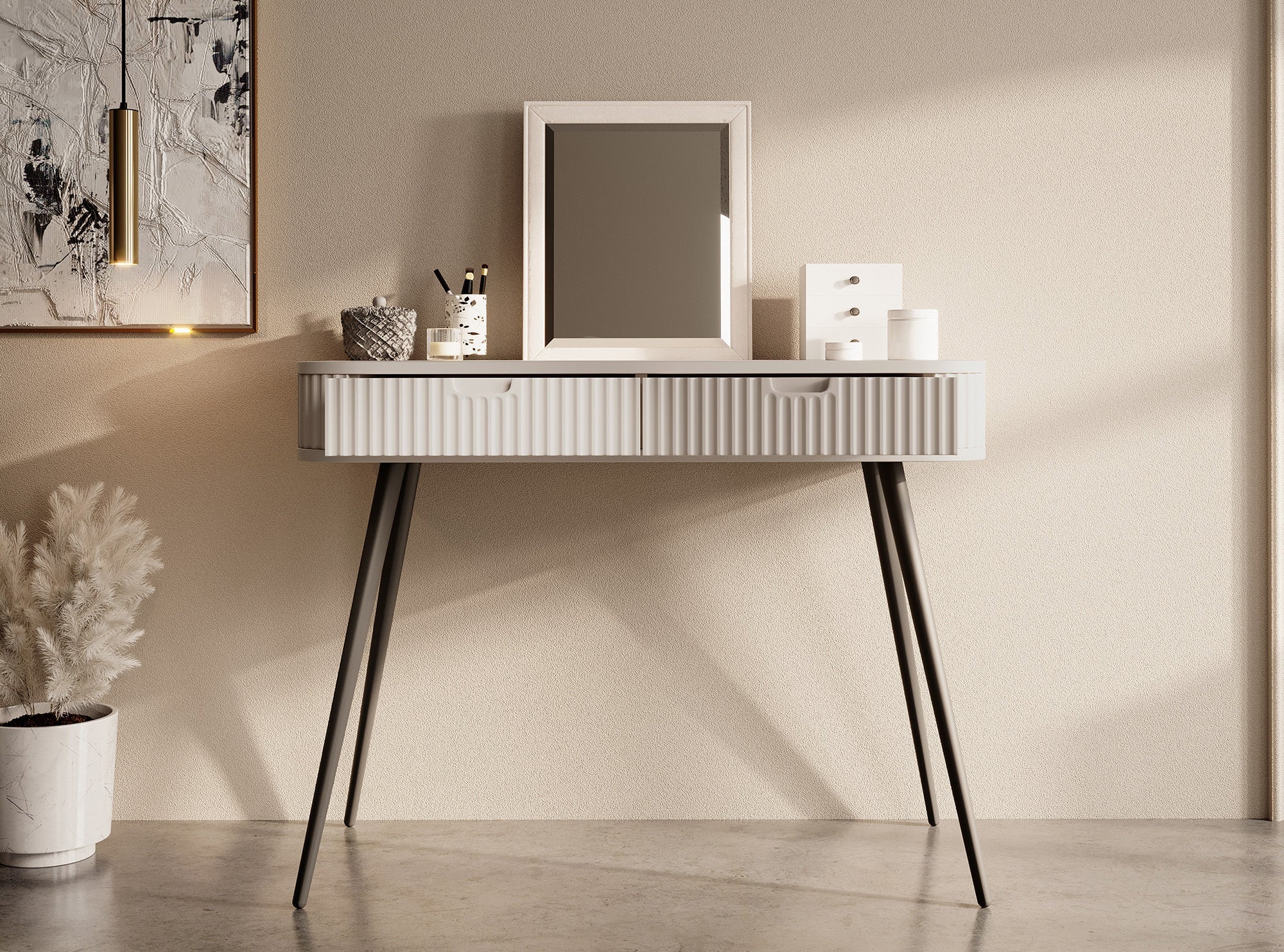 Meubella - Kaptafel Zakari - Beige - 103 cm